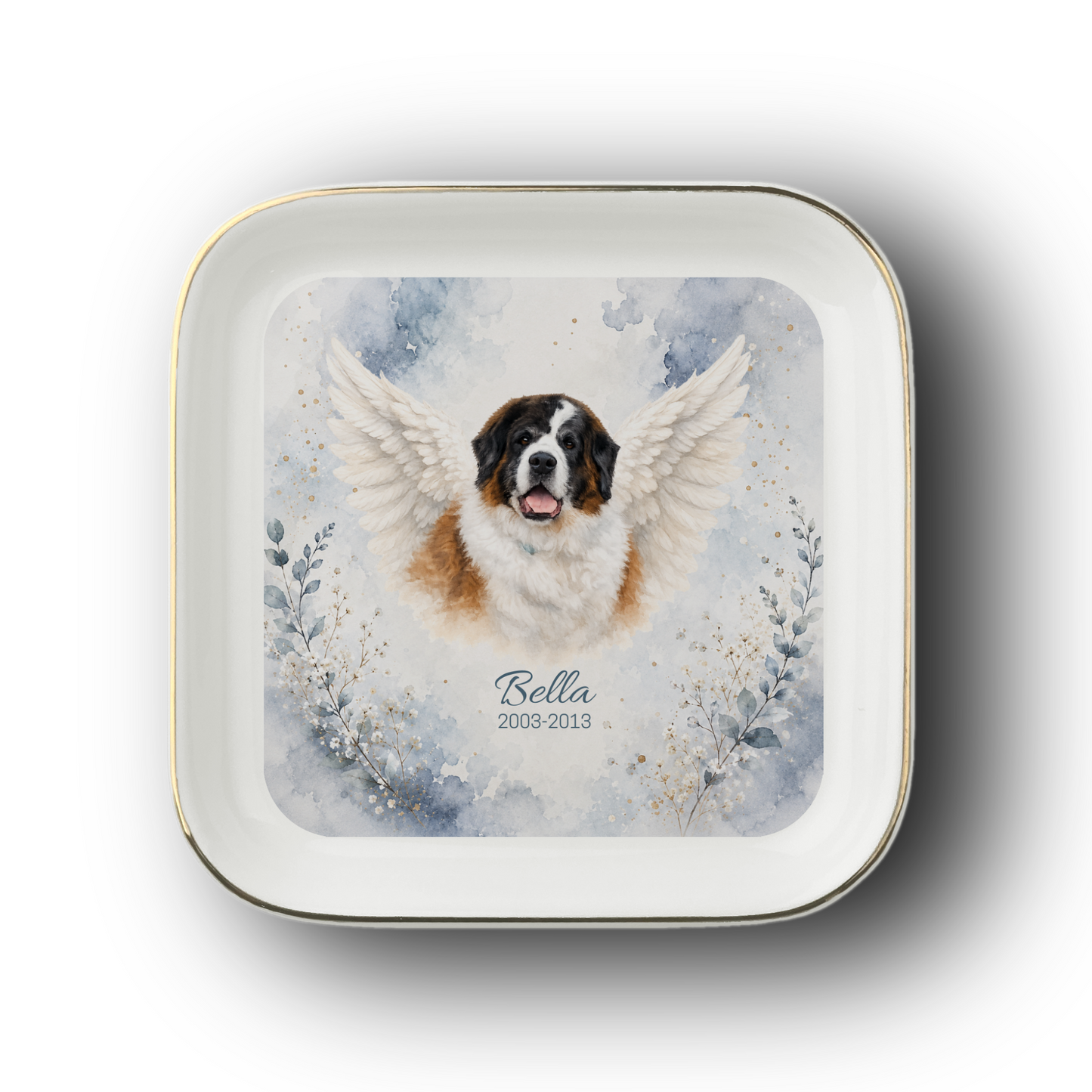 Personalized Pet Memorial Jewelry Dish, Custom Dog Remembrance Gift, Pet Loss Keepsake