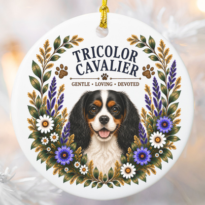 Tricolor Cavalier Ornament, Cavalier King Charles Spaniel Gift, Tricolor Cavalier Dog Mom Keepsake