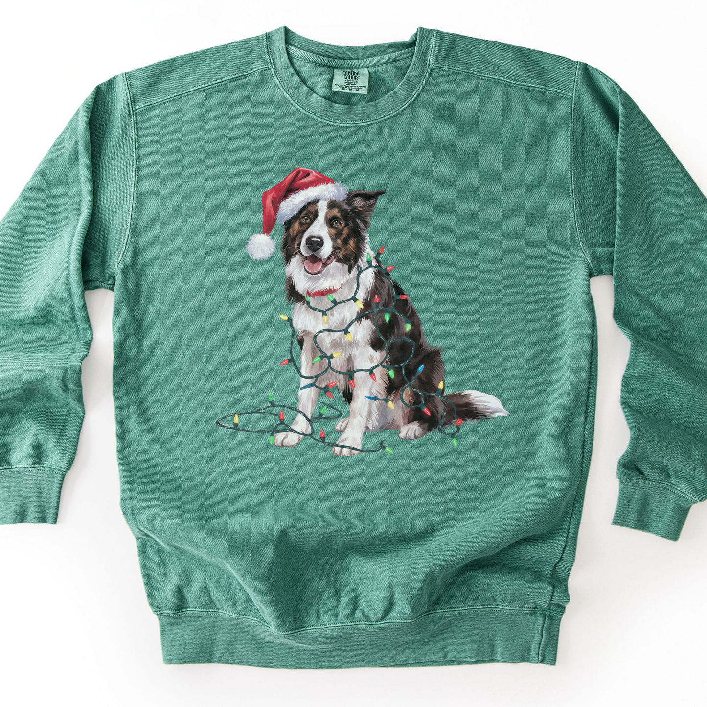 Border Collie Christmas Lights Sweatshirt