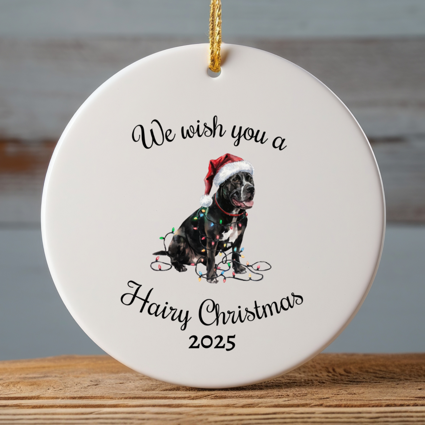 Christmas Cane Corso Ornament, Christmas Lights Dog Keepsake