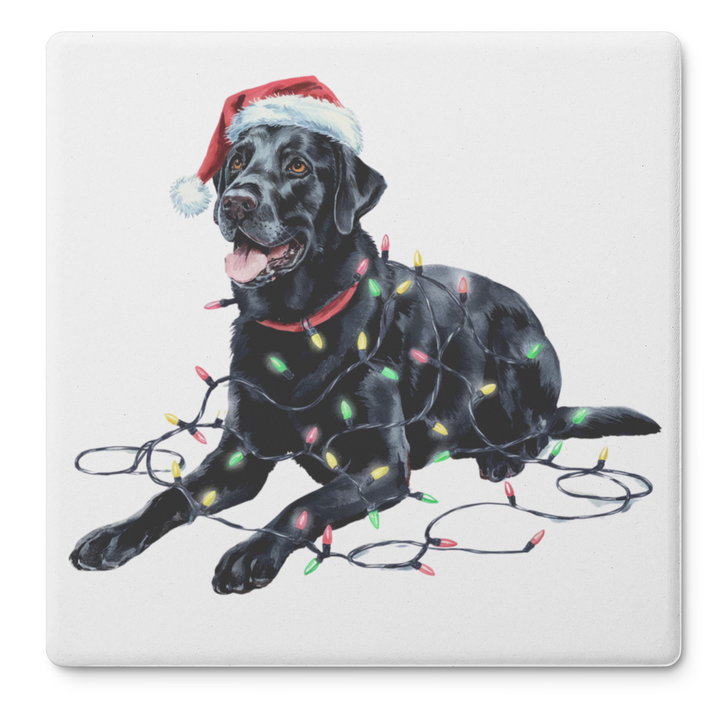 Black Lab Dog Coasters, Absorbent Stone Coaster Set, Christmas Gift for Dog Lovers, Personalized Table Protection, Cork Back