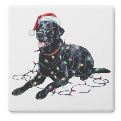 Black Lab Dog Coasters, Absorbent Stone Coaster Set, Christmas Gift for Dog Lovers, Personalized Table Protection, Cork Back