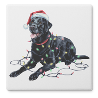 Load image into Gallery viewer, Black Lab Dog Coasters, Absorbent Stone Coaster Set, Christmas Gift for Dog Lovers, Personalized Table Protection, Cork Back
