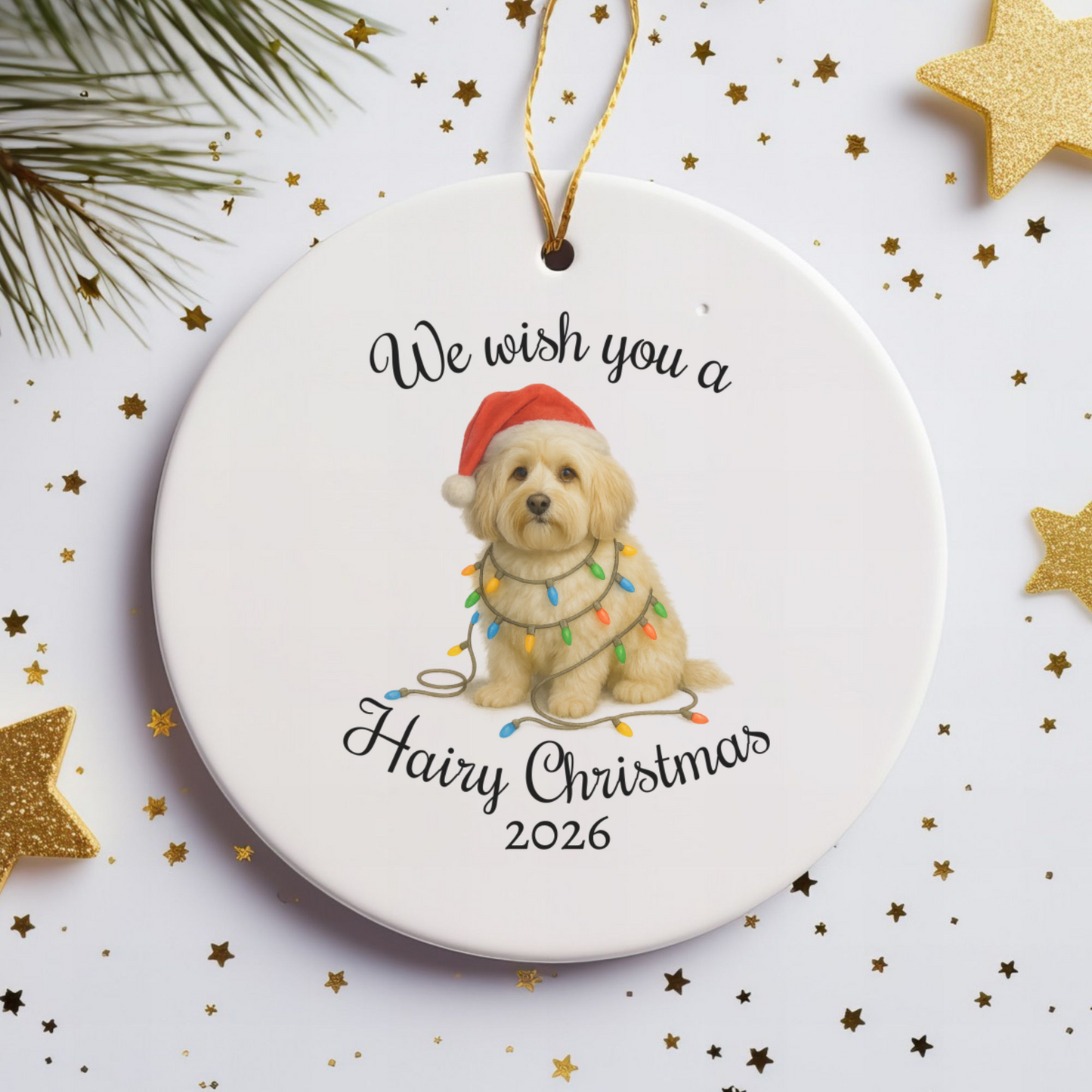 Christmas Havanese Ornament, Christmas Lights Dog Keepsake