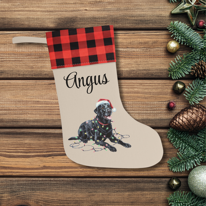Personalized Black Labrador Christmas Stocking,  Holiday Decor Gift for Pet Lovers