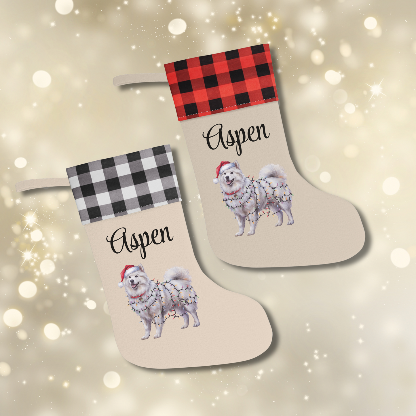 Personalized Samoyed Christmas Stocking, Holiday Decor Gift for Pet Lovers