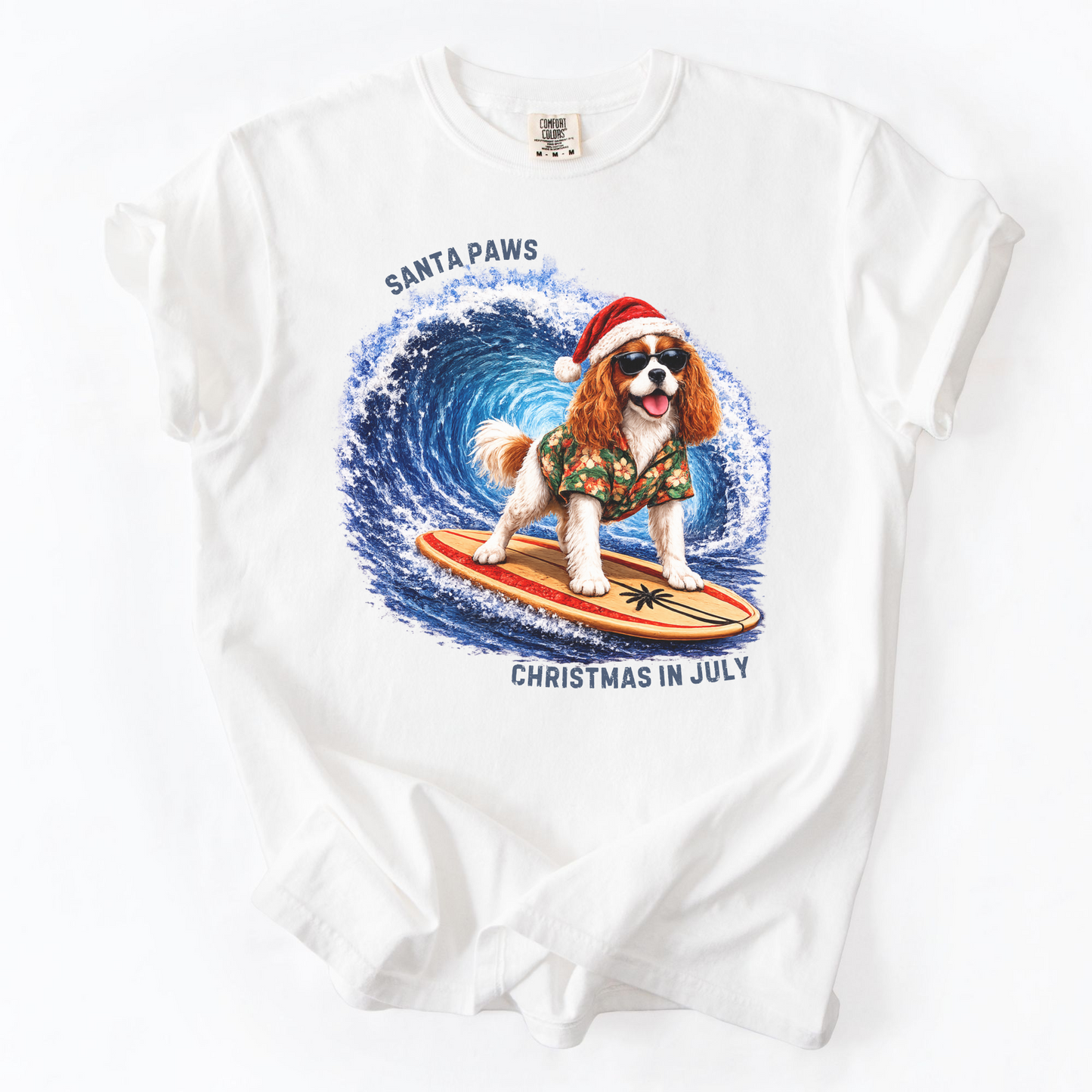 Christmas in July Gift for Blenheim Cavalier Lovers, Santa Paws Beach Shirt