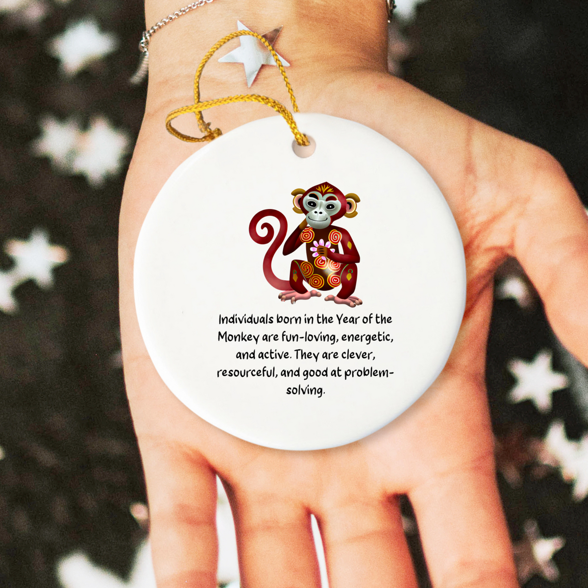 Chinese Zodiac Monkey Ornament, Year of the Monkey Horoscope Gift, Lunar New Year