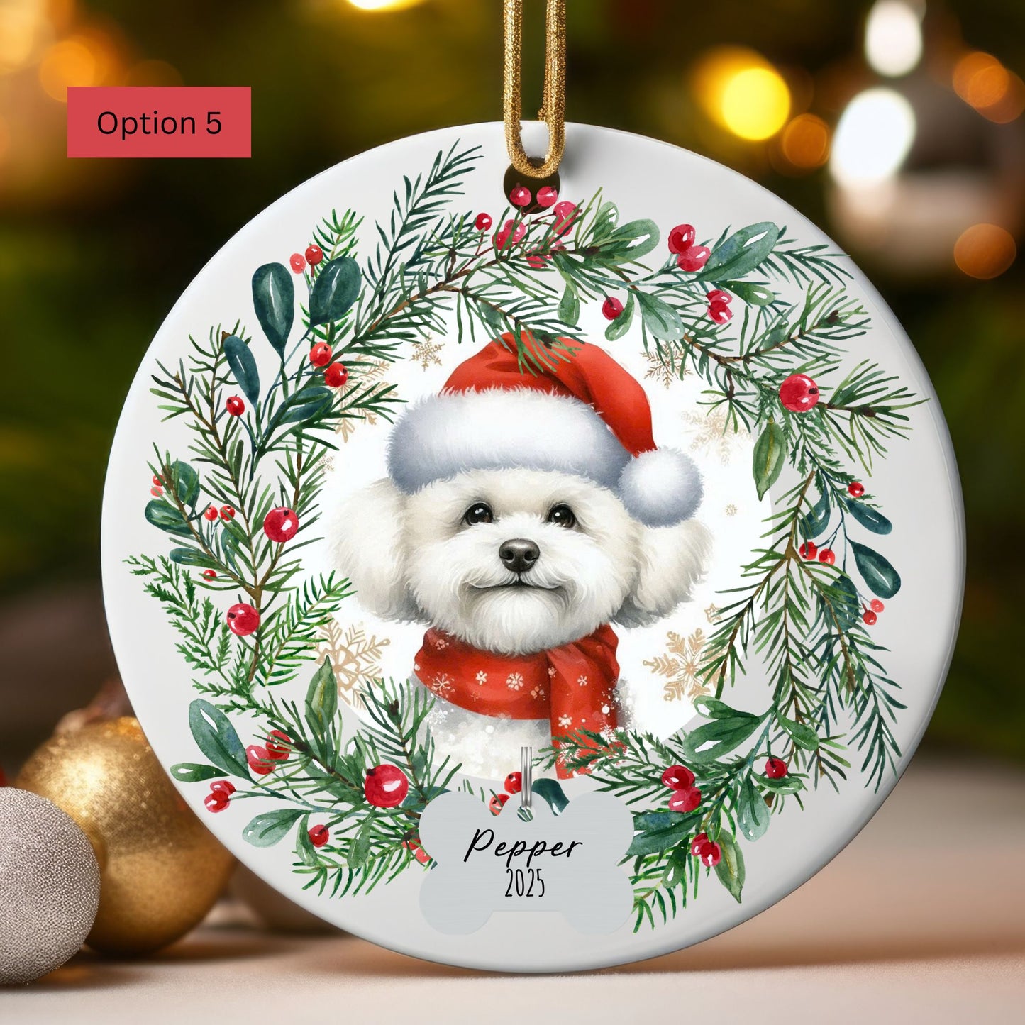 Personalized Bichon Frise Christmas Ornament
