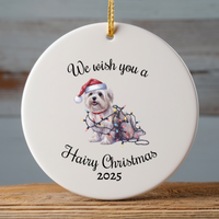 Load image into Gallery viewer, Christmas Maltese Ornament, Christmas Lights Dog Keepsake
