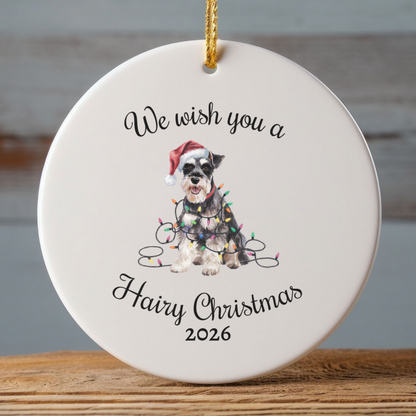 Christmas Schnauzer Ornament, Christmas Lights Dog Keepsake
