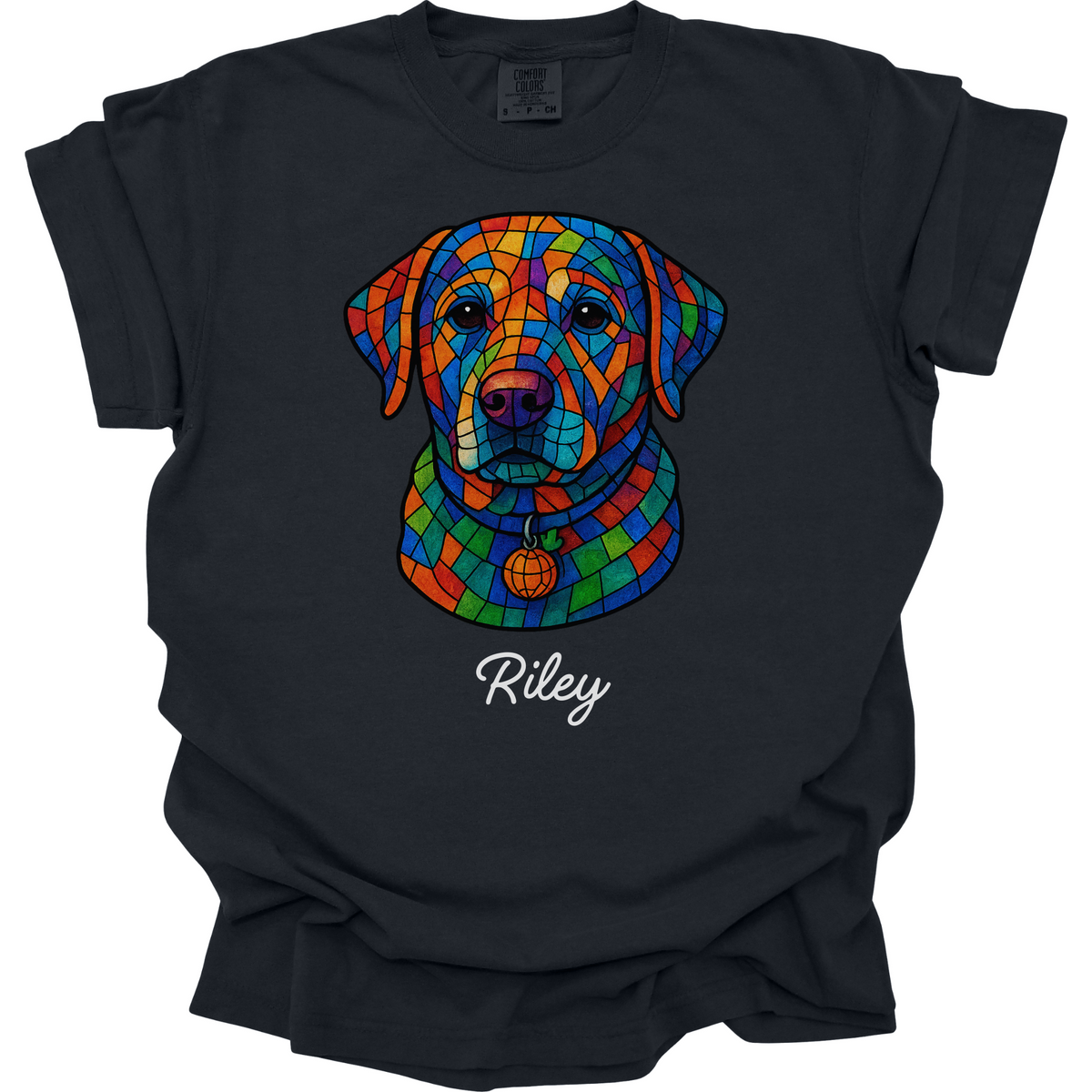 Custom Dog Photo Shirt, Personalized Pet Portrait Tee, Stained Glass Dog Gift