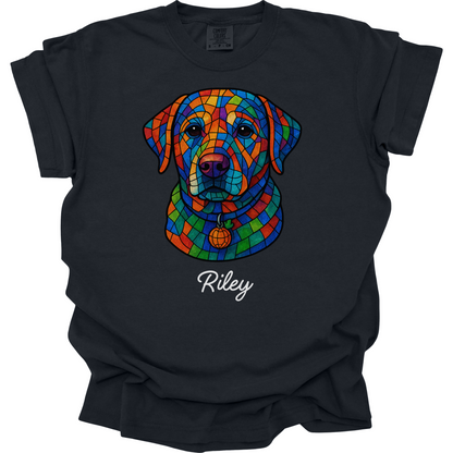 Custom Dog Photo Shirt, Personalized Pet Portrait Tee, Stained Glass Dog Gift