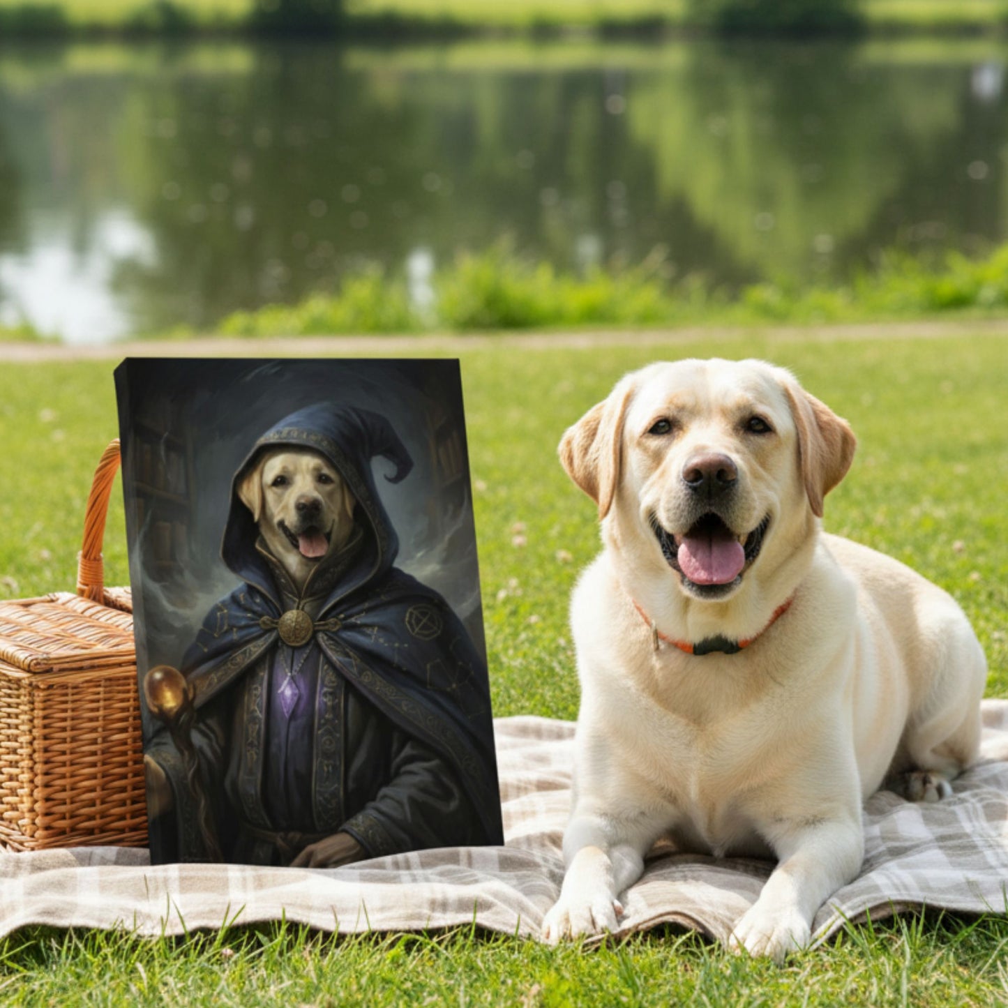 Personalized Dog or Cat Wizard Portrait, Custom Fantasy Sorcerer Pet Canvas