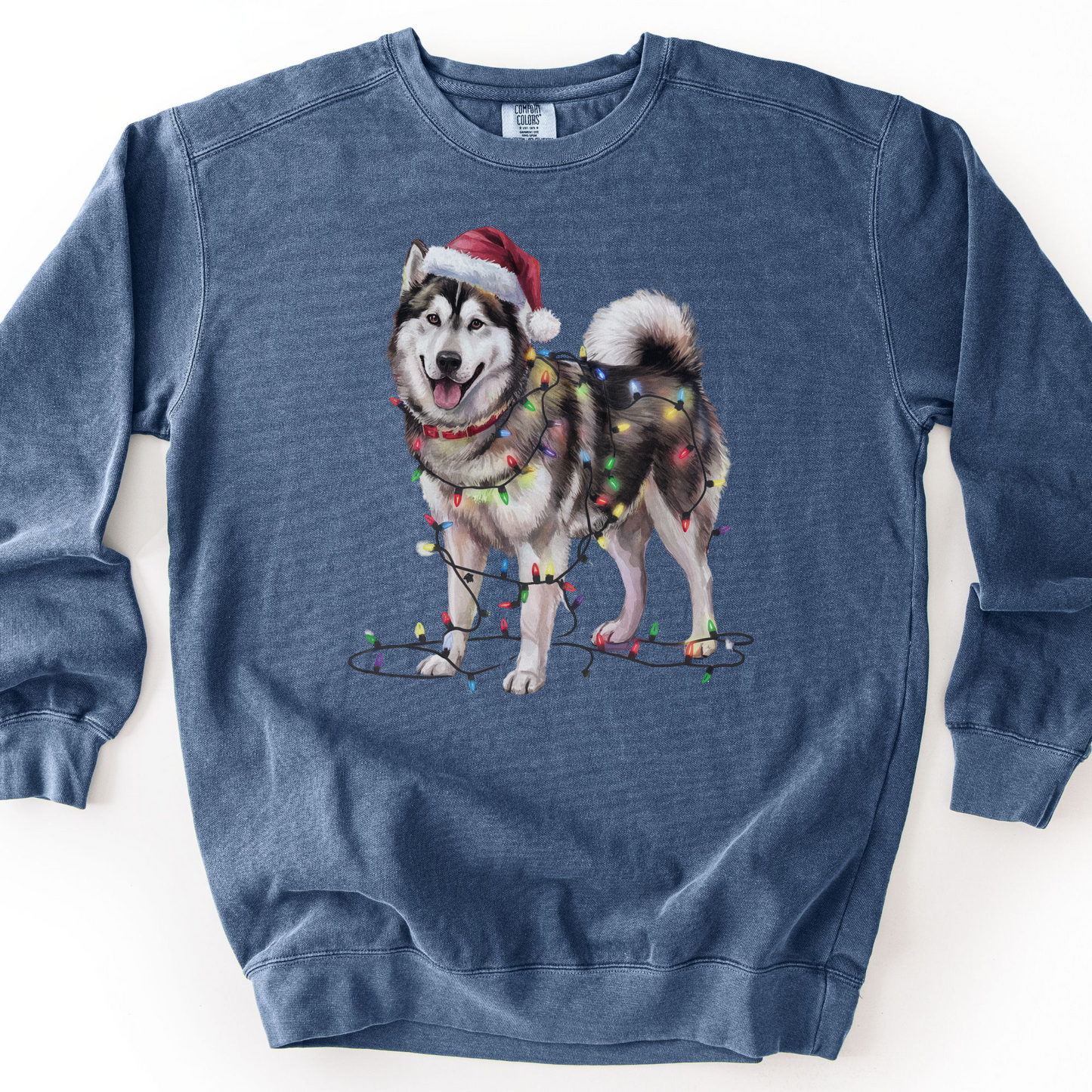 Alaskan Malamute Christmas Lights Dog Sweatshirt, Malamute Mom Gift