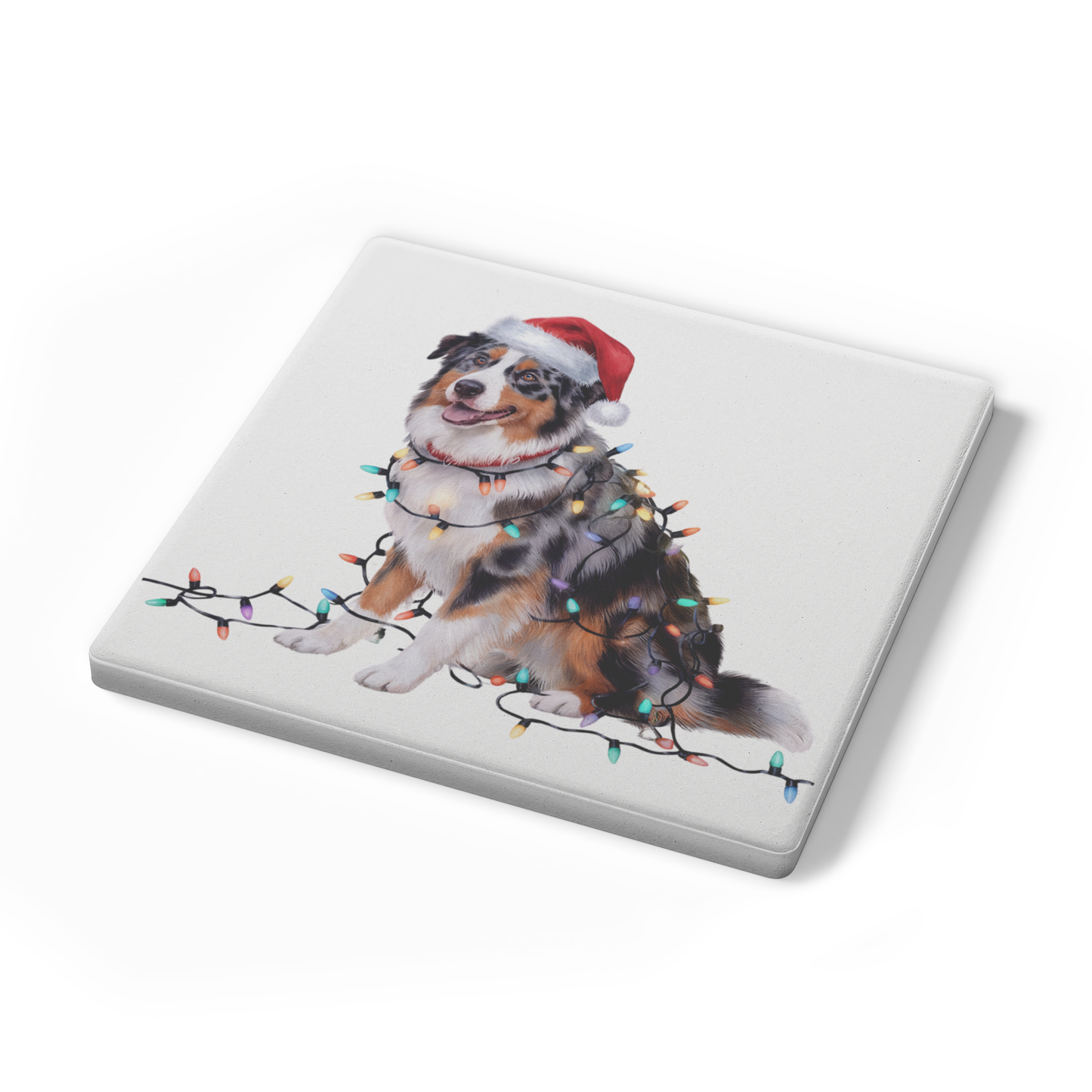 Australian Shepherd Dog Coasters, Absorbent Stone Coaster Set, Christmas Gift for Dog Lovers, Personalized Table Protection, Cork Back