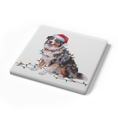 Australian Shepherd Dog Coasters, Absorbent Stone Coaster Set, Christmas Gift for Dog Lovers, Personalized Table Protection, Cork Back