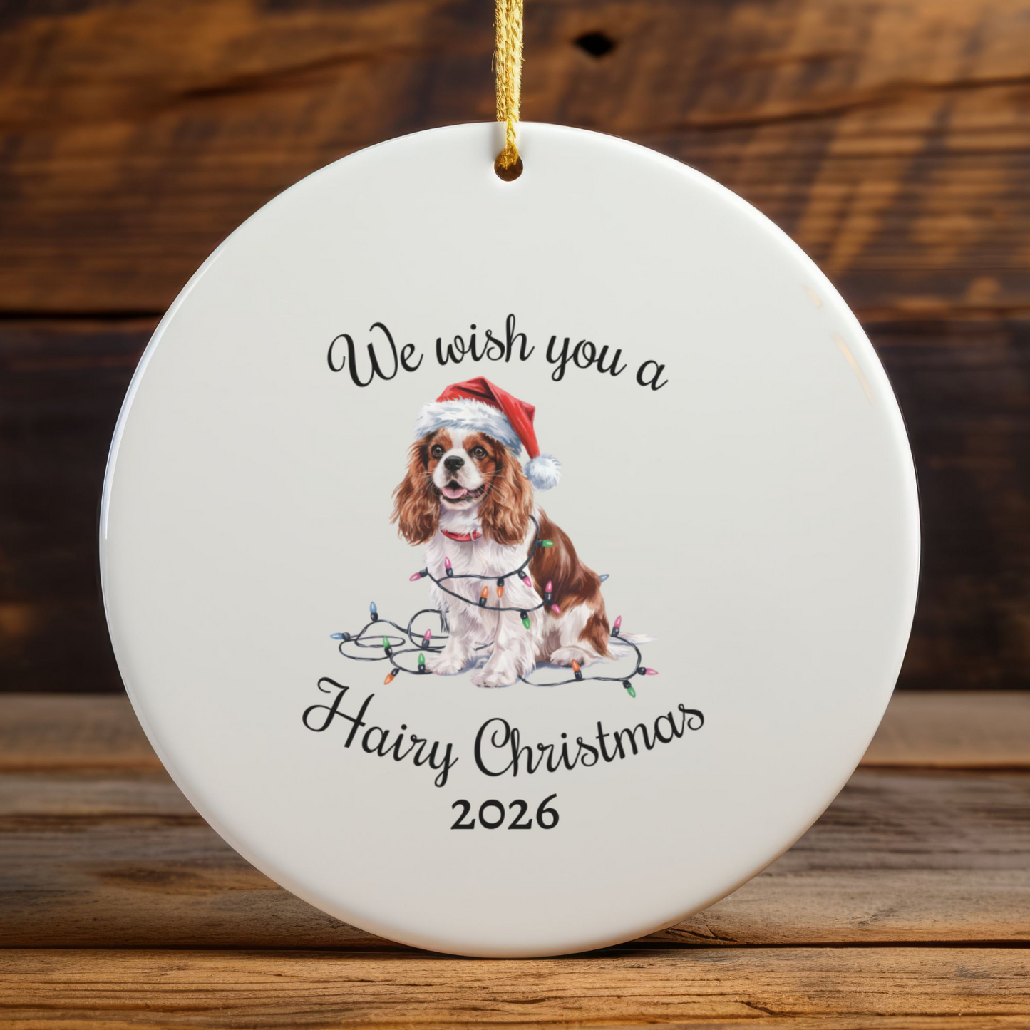 Blenheim Cavalier King Charles Spaniel Ornament, Cavalier Spaniel Mom, Christmas Lights Dog