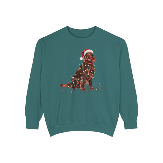 Christmas Irish Setter Sweatshirt, Christmas Lights Dog Sweatshirt, Christmas Dog, Irish Setter Mom, Gift for Dog Lover, Irish Setter