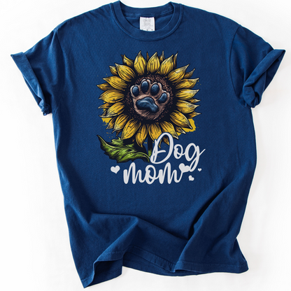 Dog Mom Sunflower Shirt, Paw Print Flower Tee, Cute Dog Lover Gift for Women
