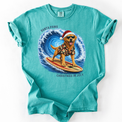 Christmas in July Gift for Fox Red Lab Lovers, Santa Paws Beach Shirt