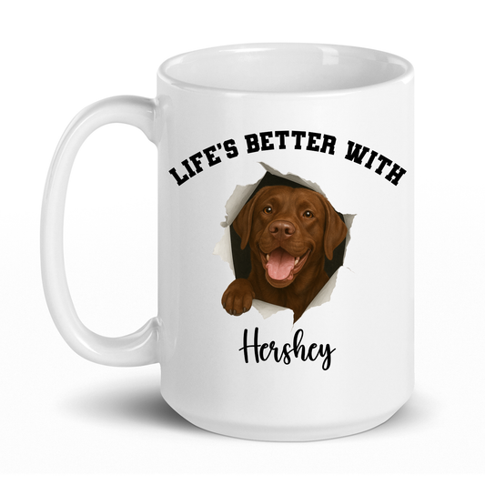 Personalized Chocolate Lab Life’s Better With My Dog Mug