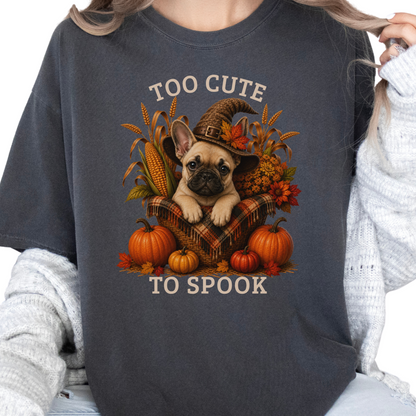 French Bulldog Halloween Shirt, Too Cute To Spook Fall Dog Lover Tee