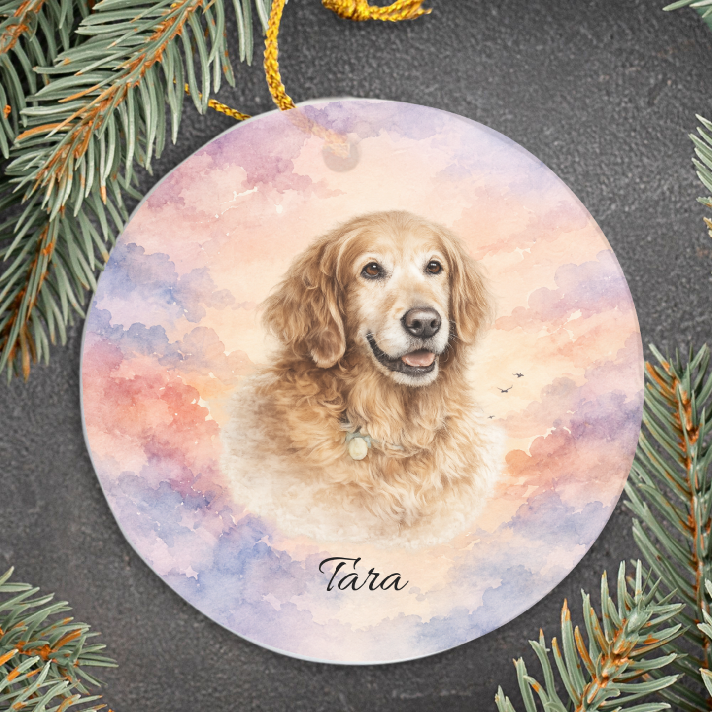 Personalized Pet Memorial Ornament, Custom Photo Rainbow Bridge Christmas Keepsake