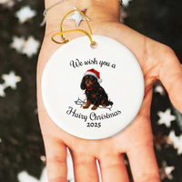 Load image into Gallery viewer, Black and Tan Cavalier King Charles Spaniel Ornament 2025, We Wish You a Hairy Christmas Ornament, Funny Dog Lover Gift, Pet Holiday
