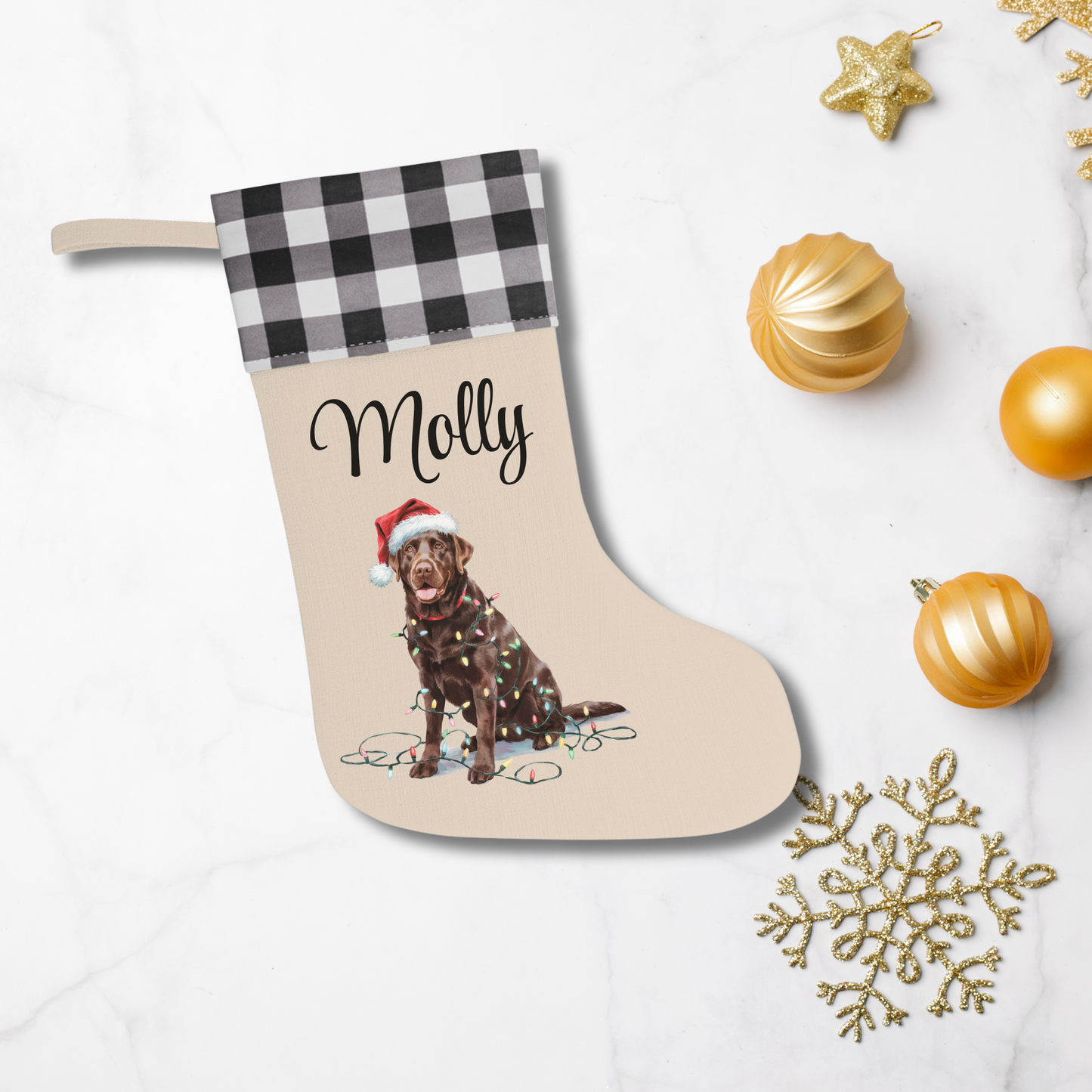 Personalized Chocolate Labrador Christmas Stocking,  Holiday Decor Gift for Pet Lovers