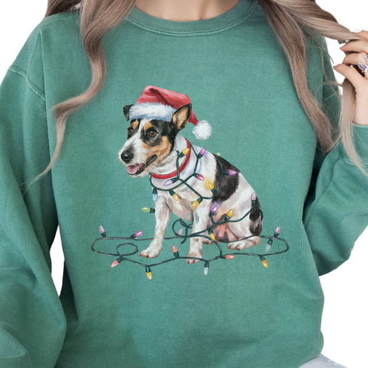 Rat Terrier Christmas Lights Sweatshirt, Festive Dog Lover Apparel