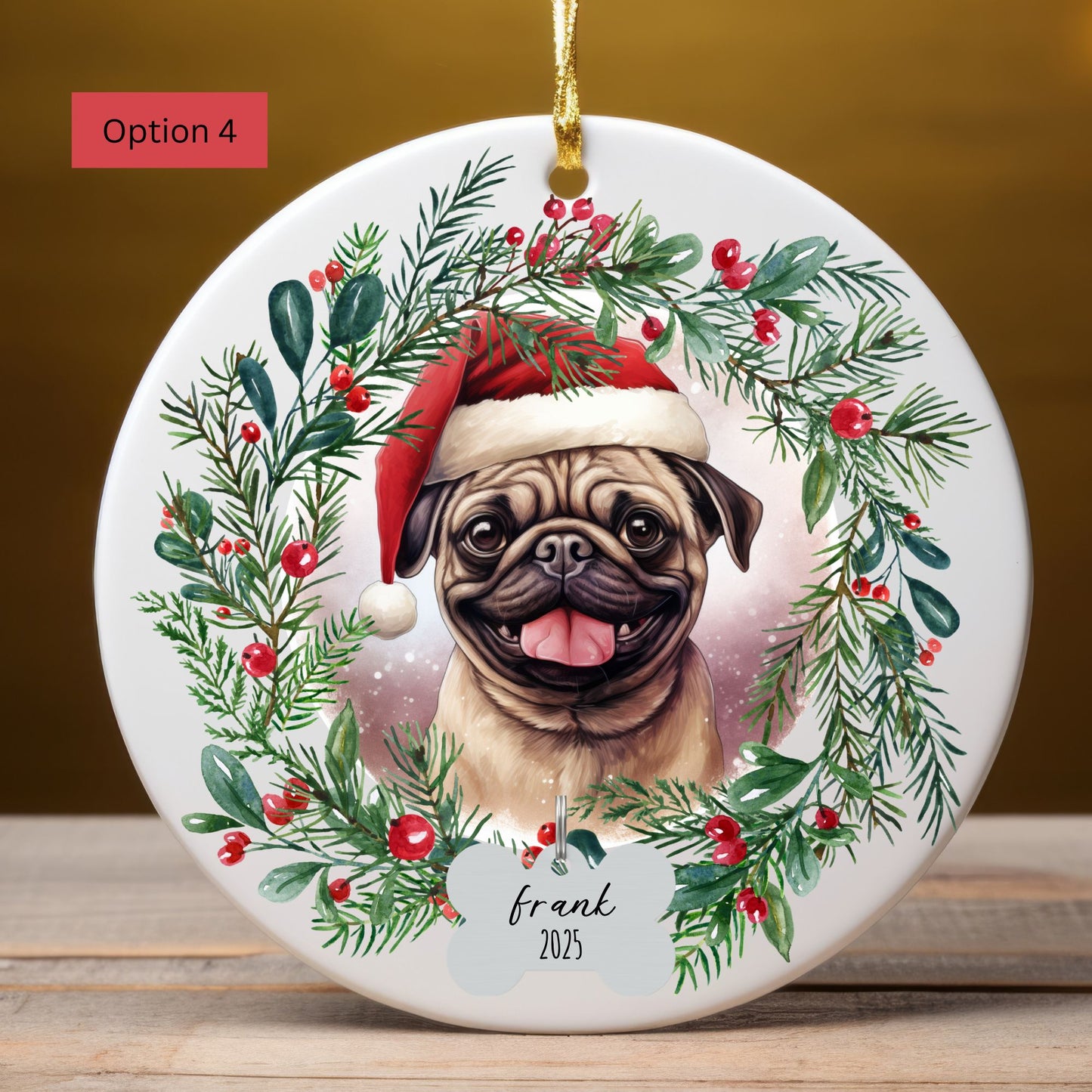 Personalized Pug Christmas Ornament