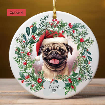 Personalized Pug Christmas Ornament