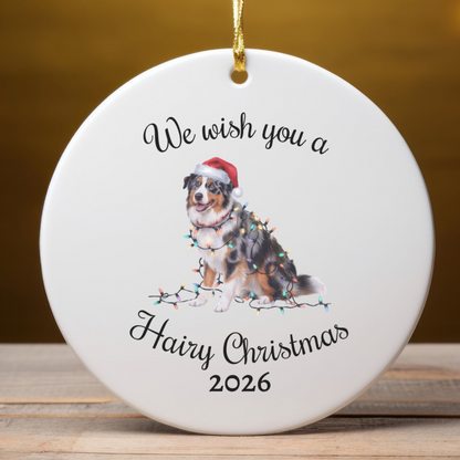 Australian Shepherd Ornament, Personalized Christmas Lights Dog Keepsake