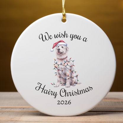 Christmas Kuvasz Ornament, Christmas Lights Dog Keepsake