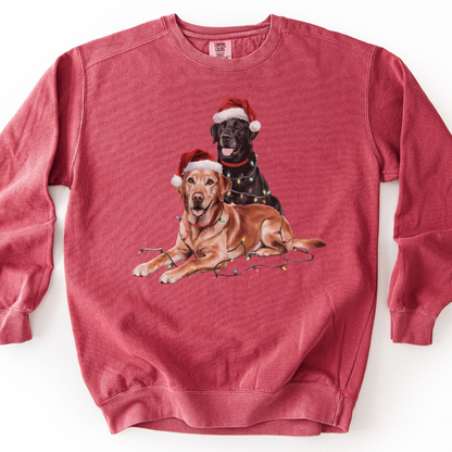 Black and Fox Red Labs Christmas Lights Sweatshirt