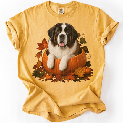 Personalized Dog Photo Fall Pumpkin Shirt Custom Pet Comfort Colors Tee