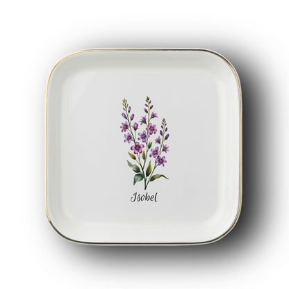 Personalized Birth Flower Jewelry Dish
