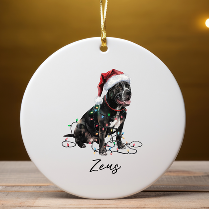 Personalized Cane Corso Christmas Ornament, Festive Dog Keepsake, Ceramic Tree Decoration