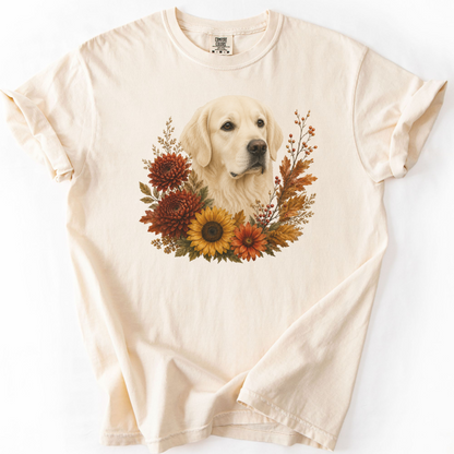 English Cream Golden Retriever Autumn Floral Shirt