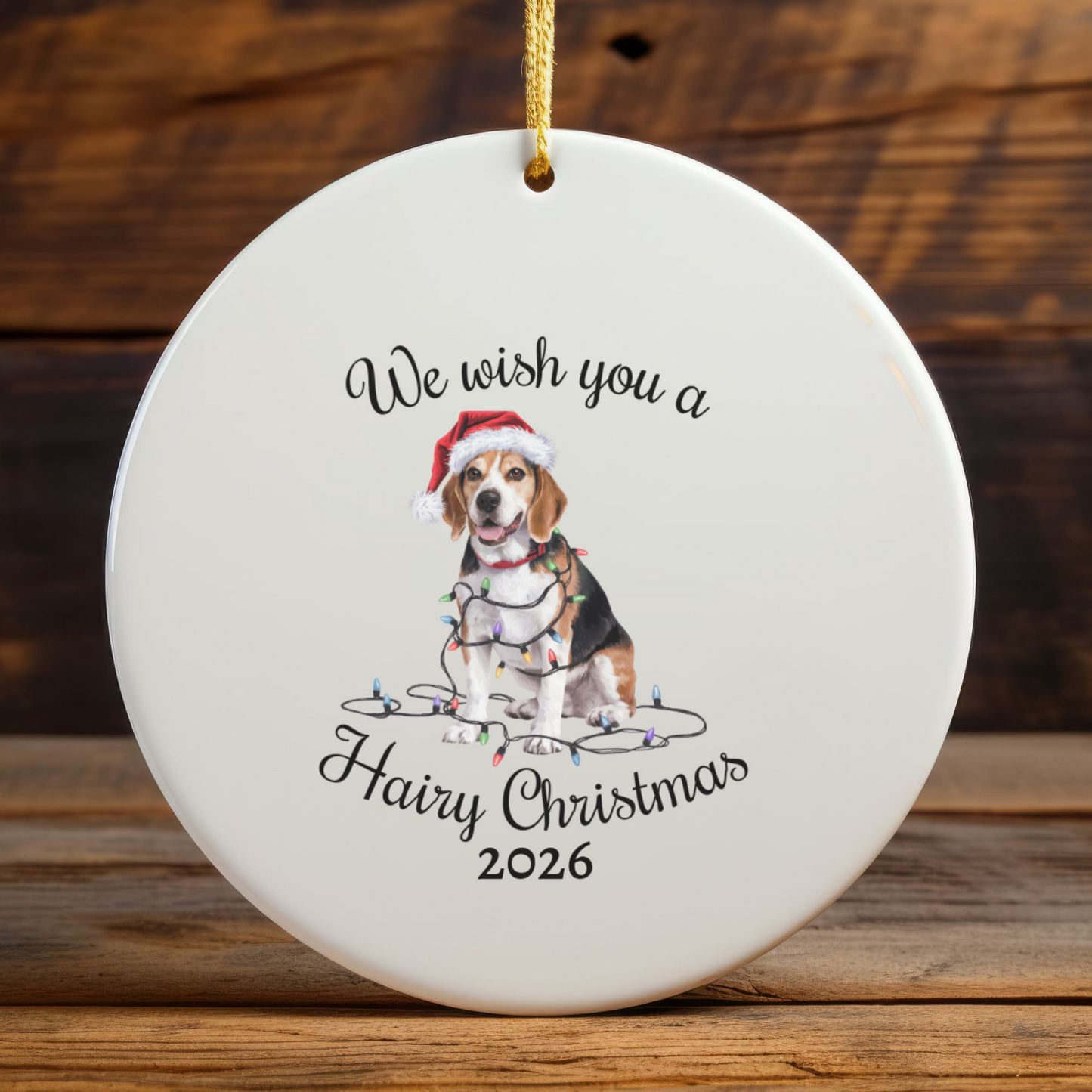 Christmas Beagle Ornament, Beagle Mom, Christmas Lights Dog Keepsake, Christmas Dog, Gift For Dog Lover, Beagle