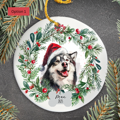 Personalized Alaskan Malamute Christmas Ornament, Custom Dog Name Ornament, Malamute Gift for Dog Lovers