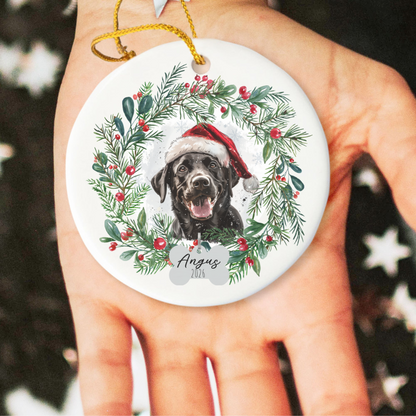 Personalized Black Lab Ornament, Custom Dog Christmas Keepsake, Customized Pet Name Ornament, Pet Memorial Ornament, Custom Dog Keepsake