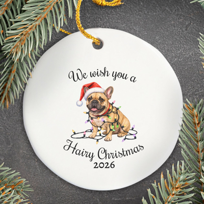 Christmas Fawn French Bulldog Ornament, Frenchie Mom, Christmas Lights Dog Keepsake, Christmas Dog, Gift For Dog Lover
