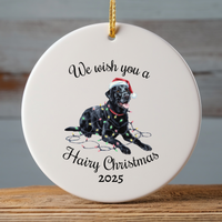 Load image into Gallery viewer, Christmas Black Labrador Ornament, Christmas Lights Dog Keepsake
