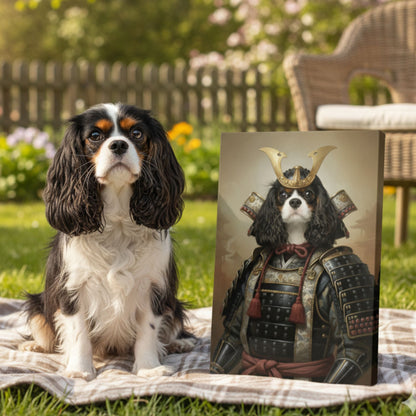Personalized Samurai Dog Portrait on Canvas, Custom Pet Art