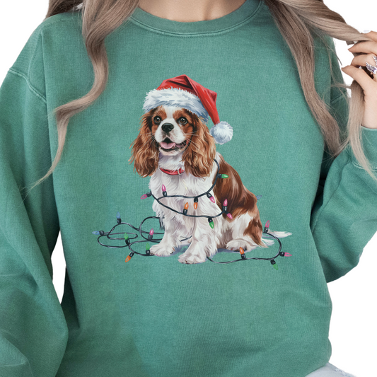 Blenheim Cavalier King Charles Spaniel Christmas Lights Sweatshirt