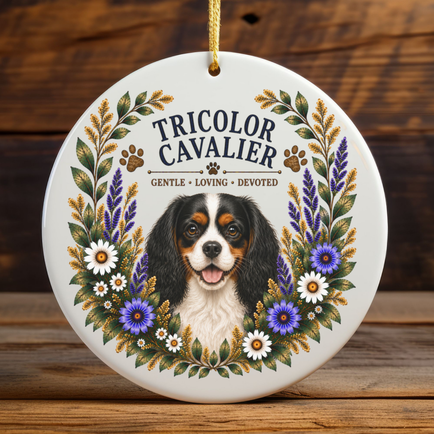 Tricolor Cavalier Ornament, Cavalier King Charles Spaniel Gift, Tricolor Cavalier Dog Mom Keepsake