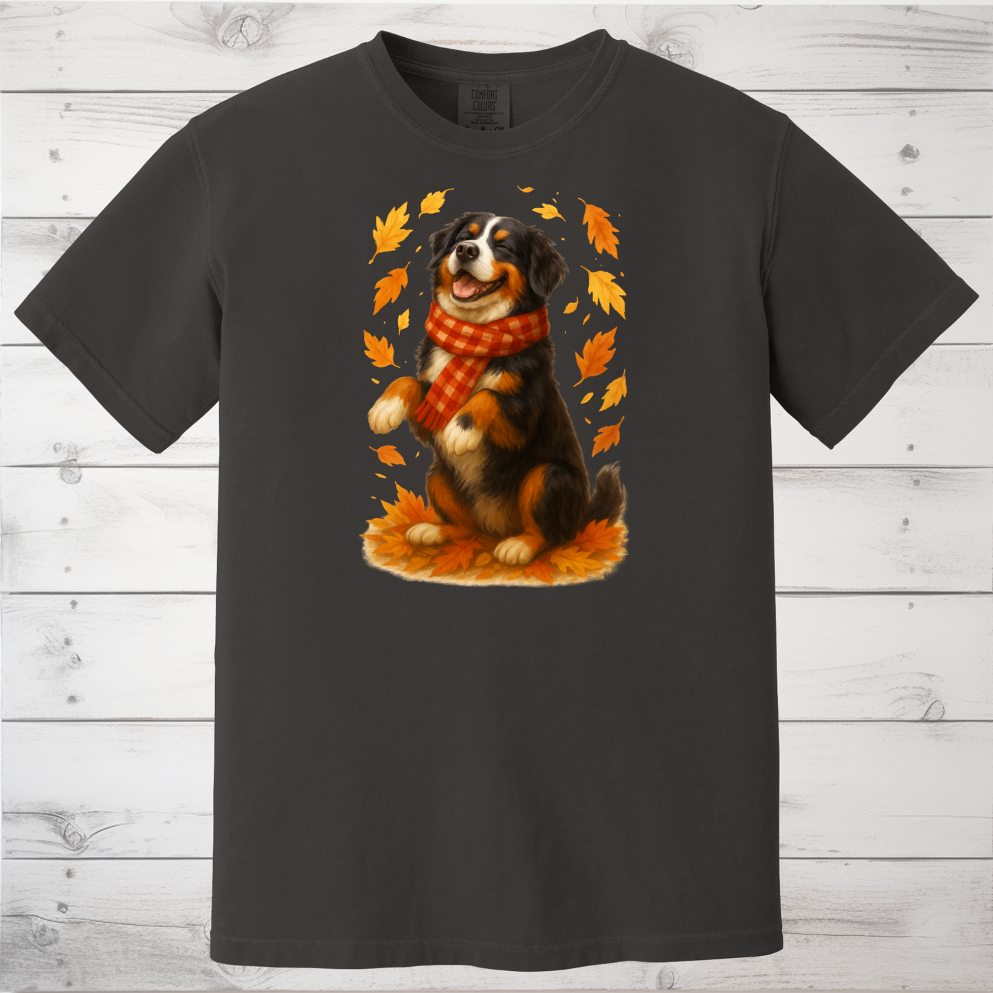 Bernese Mountain Dog Sweatshirt, Cozy Fall Dog Shirt, Cute Dog Sweater, Autumn Dog Lovers Gift, Dog in Leaves, Gift For Dog Moms