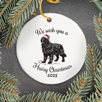Load image into Gallery viewer, Christmas Black Newfoundland Ornament, Christmas Lights Dog Keepsake
